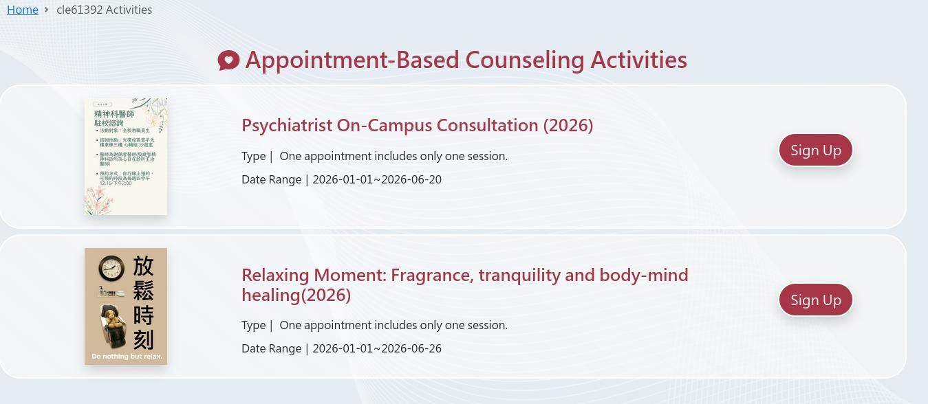 You can see the activities